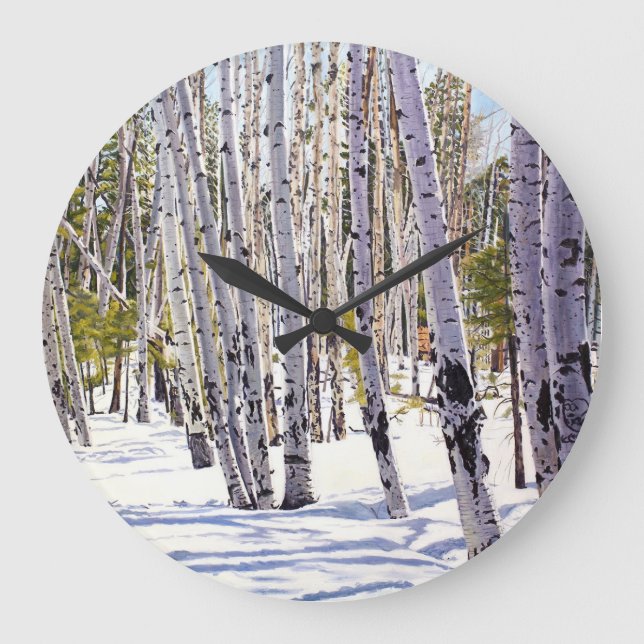 Reloj Redondo Grande Árboles ápicos en el bosque (Anverso)