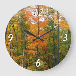 Reloj Redondo Grande Árboles de Arce de Otoño Fotografía de la Naturale