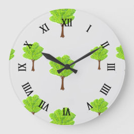 Reloj Redondo Grande Árboles de verano en gris