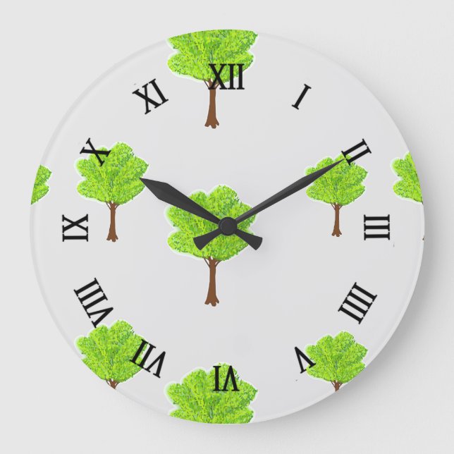 Reloj Redondo Grande Árboles de verano en gris (Anverso)