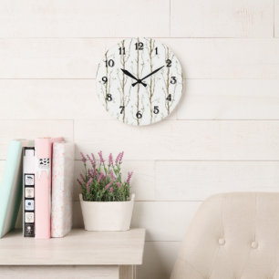 Reloj Redondo Grande Árboles Marrones Verdes  