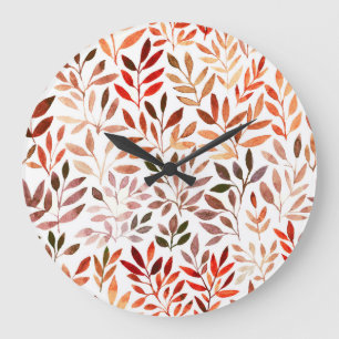 Reloj Redondo Grande Árboles retro, acuarela sin costuras.