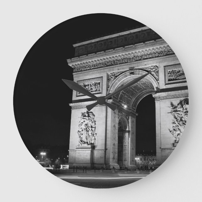 Reloj Redondo Grande Arco de Triunfo de noche en París (Anverso)