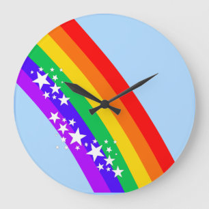 Reloj Redondo Grande Arco iris y estrellas