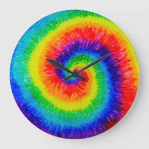 Reloj Redondo Grande Arcoiris con marea baja en tinta de alcohol