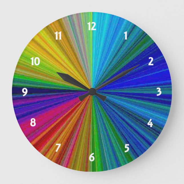 Reloj Redondo Grande Arcoiris de gradiente circular (Anverso)