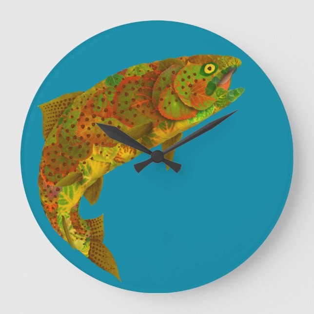 Reloj Redondo Grande Arcoiris de hoja de lápiz 6 (Anverso)