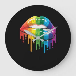 Reloj Redondo Grande Arcoiris levanta orgullo Gay Lesbian LGBT regalo
