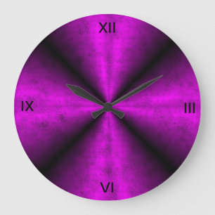 Reloj Redondo Grande Arcoiris negro rosado en optik de cuero de piel de