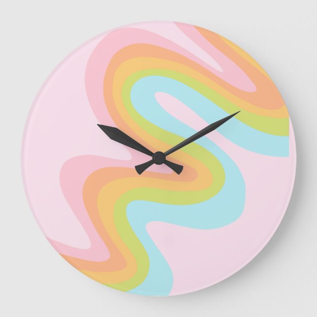 Reloj Redondo Grande Arcoiris pastel (Anverso)