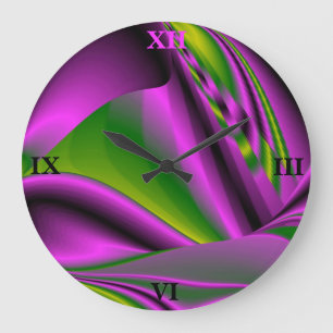 Reloj Redondo Grande arcoiris verde púrpura