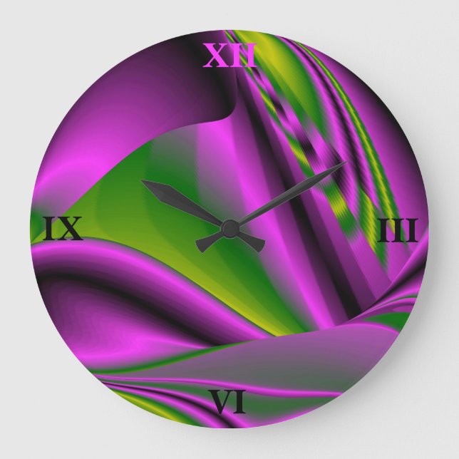 Reloj Redondo Grande arcoiris verde púrpura (Anverso)