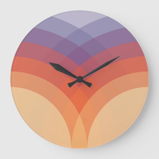 Reloj Redondo Grande Arcos pastel morados, naranjas y azules (Anverso)
