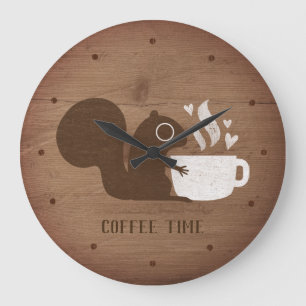 Reloj Redondo Grande Ardilla con café