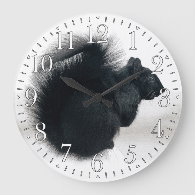 Reloj Redondo Grande ardilla joven en foto de invierno (Anverso)