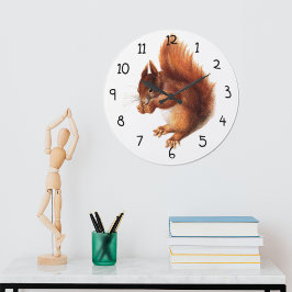 Reloj Redondo Grande Ardilla roja virgen