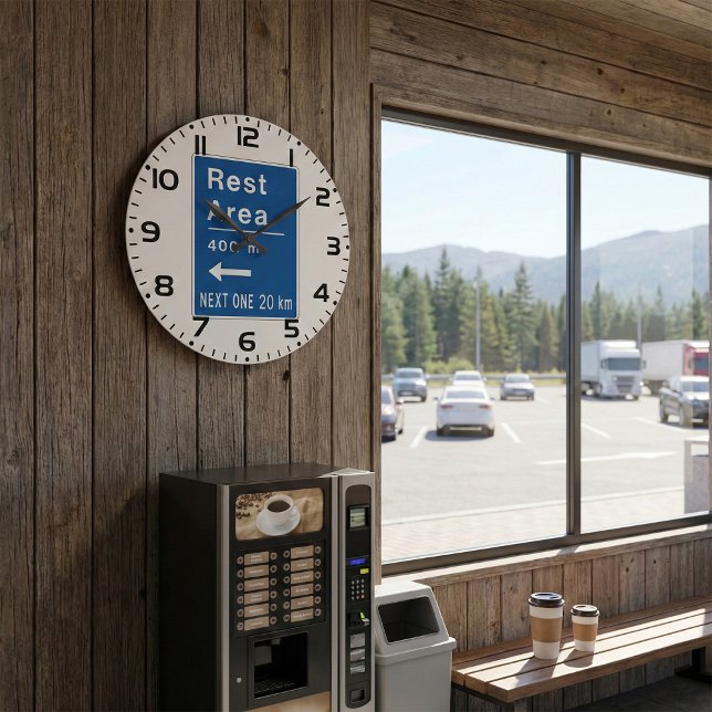 Reloj Redondo Grande Área de descanso 400m Rótulo de la carretera izqui (Subido por el creador)