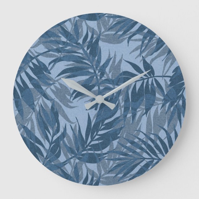 Reloj Redondo Grande Areca Palms Indigo Tropical Hawaiano (Anverso)