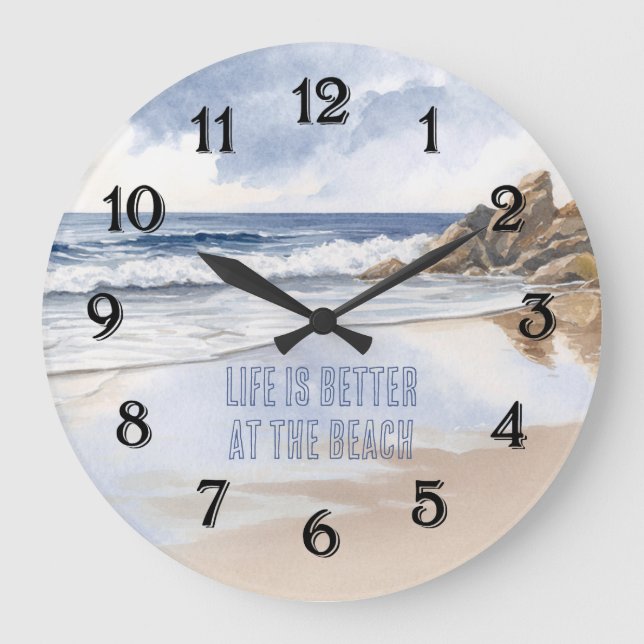 Reloj Redondo Grande Arena de playa costera (Anverso)