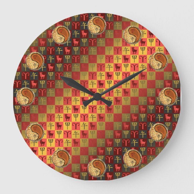 Reloj Redondo Grande Aries & Caballo de Madera (Anverso)