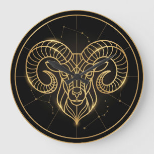 Reloj Redondo Grande Aries Carnero Zodiac Cumpleaños Signo Solar