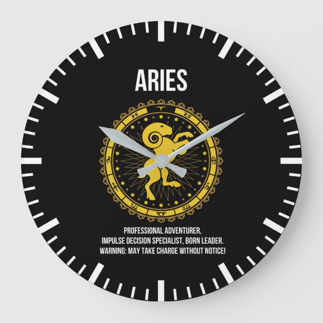 Reloj Redondo Grande Aries - Horóscopo, humor gracioso del Rótulo Zodia (Anverso)
