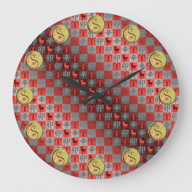 Reloj Redondo Grande Aries y Conejo de Metal (Anverso)