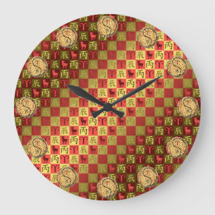 Reloj Redondo Grande Aries y Dragón de Fuego