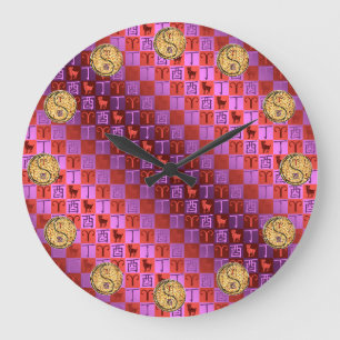 Reloj Redondo Grande Aries y Gallo de Fuego