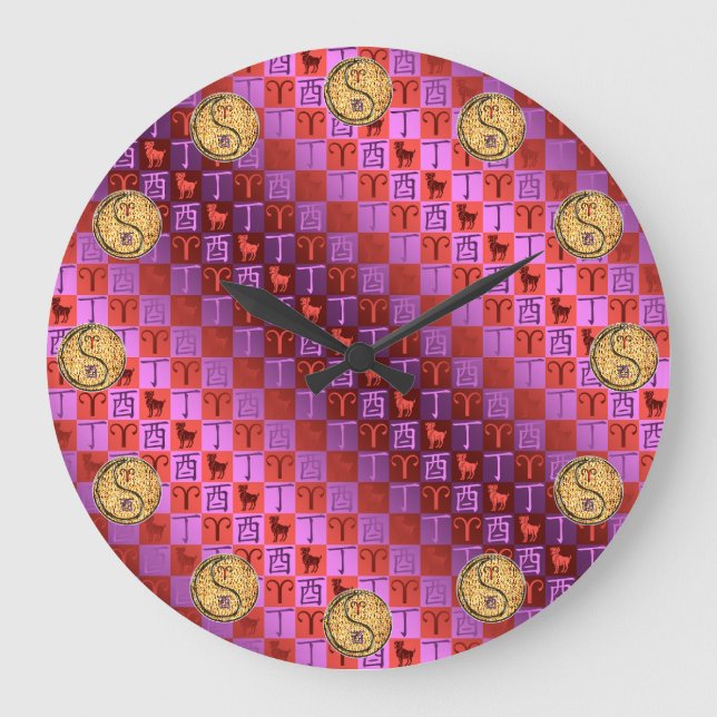 Reloj Redondo Grande Aries y Gallo de Fuego (Anverso)