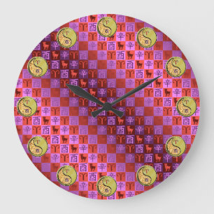 Reloj Redondo Grande Aries y Gallo de Metal