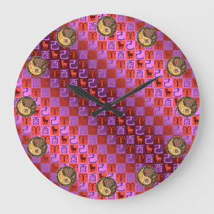 Reloj Redondo Grande Aries y Gallo de Tierra