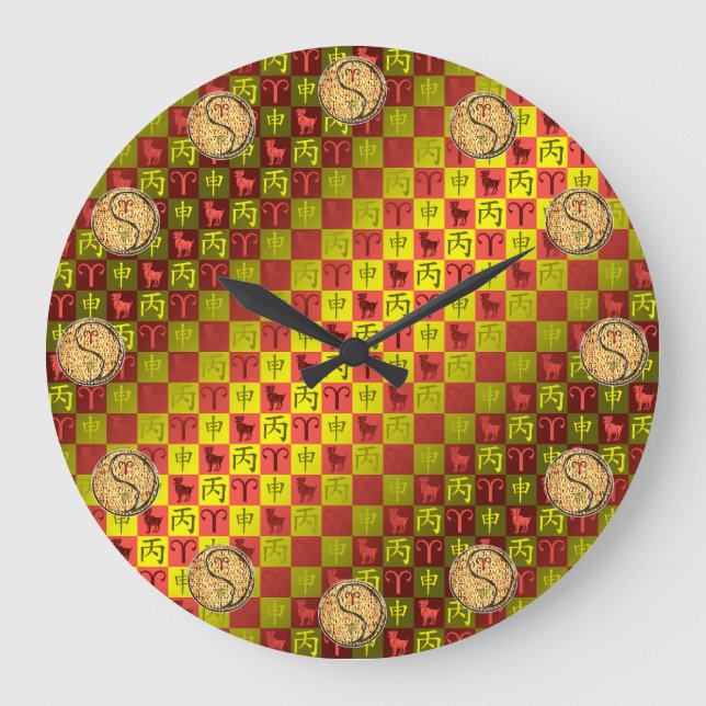 Reloj Redondo Grande Aries y Mono de Fuego (Anverso)