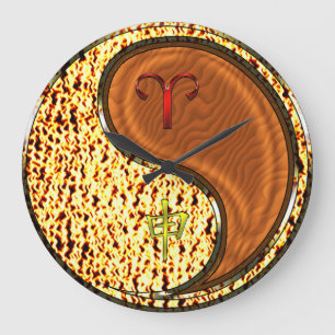 Reloj Redondo Grande Aries y Mono de Madera
