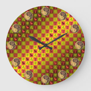 Reloj Redondo Grande Aries y Mono de Tierra
