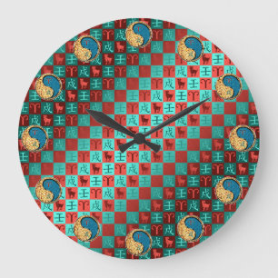 Reloj Redondo Grande Aries y Perro de Agua