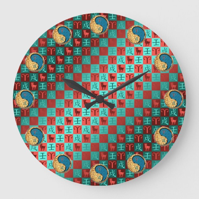 Reloj Redondo Grande Aries y Perro de Agua (Anverso)