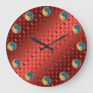 Reloj Redondo Grande Aries y Tigre de Agua