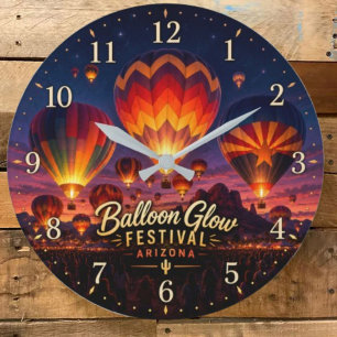 Reloj Redondo Grande Arizona Balloon Glow Festival Hot Air Balloon