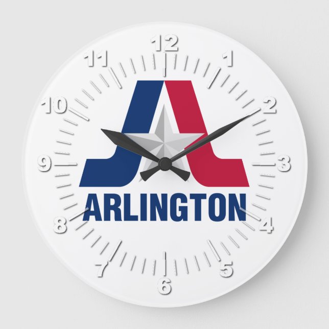 Reloj Redondo Grande Arlington (Texas) flag Large Clock (Anverso)