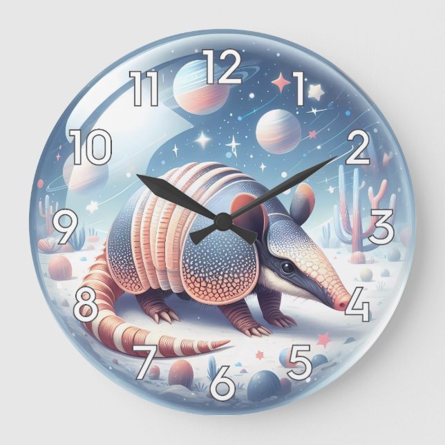 Reloj Redondo Grande Armadillo con fondo cósmico (Anverso)