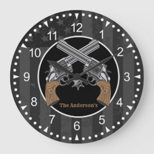 Reloj Redondo Grande Armas cruzadas de estilo occidental con nombre