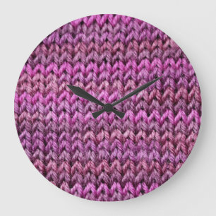 Reloj Redondo Grande Armonía de Knit: Textura de banda púrpura