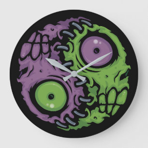 Reloj Redondo Grande Armonía no muerta: Símbolo zombi Yin Yang
