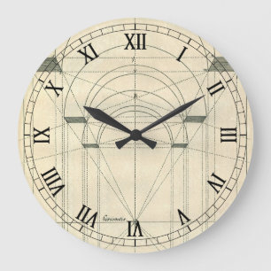 Reloj Redondo Grande Arquitectura antigua, perspectiva de arco renacent