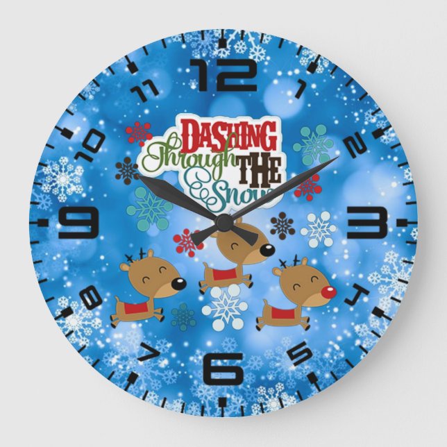 Reloj Redondo Grande Arrojando La Nieve (Anverso)