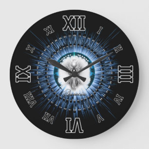 Reloj Redondo Grande Arsencia Ethereal Silver Light Fractal Art