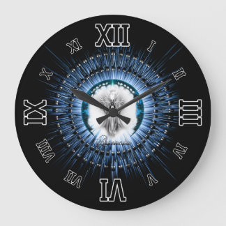 Reloj Redondo Grande Arsencia Ethereal Silver Light Fractal Art