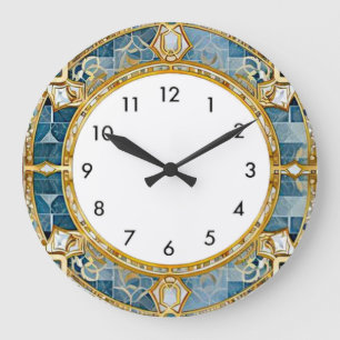 Reloj Redondo Grande Art Deco Azul