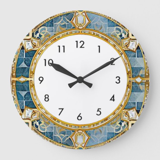 Reloj Redondo Grande Art Deco Azul (Anverso)